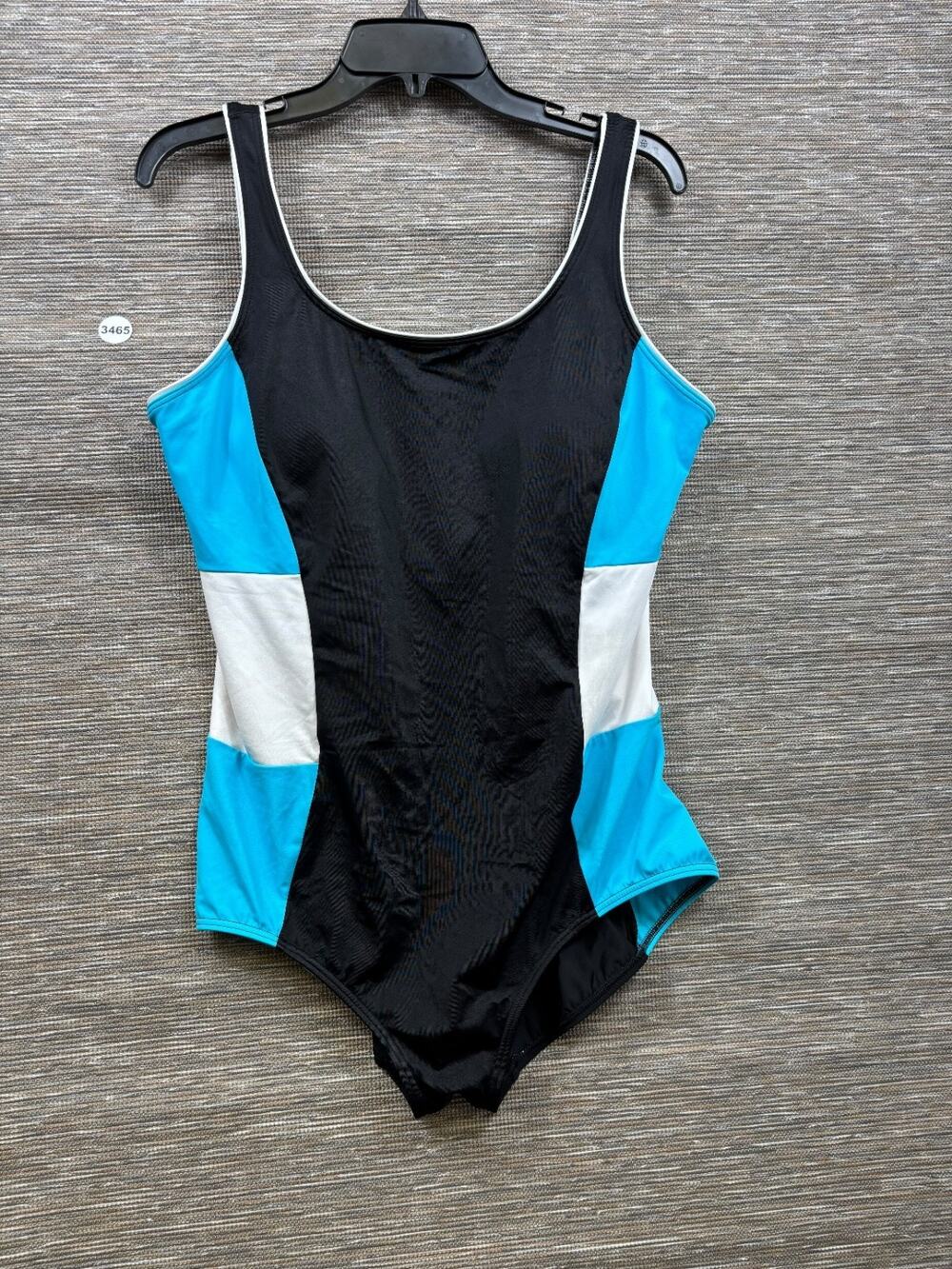 Lands End Womens Tugless Tank One Piece Swim Suit Plus Size 18D Blue Color Block